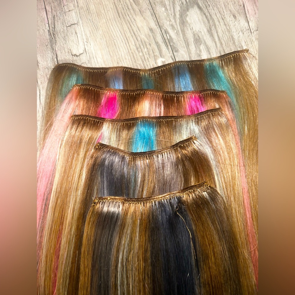 7 pc human hair clip in custom colored BNWOT